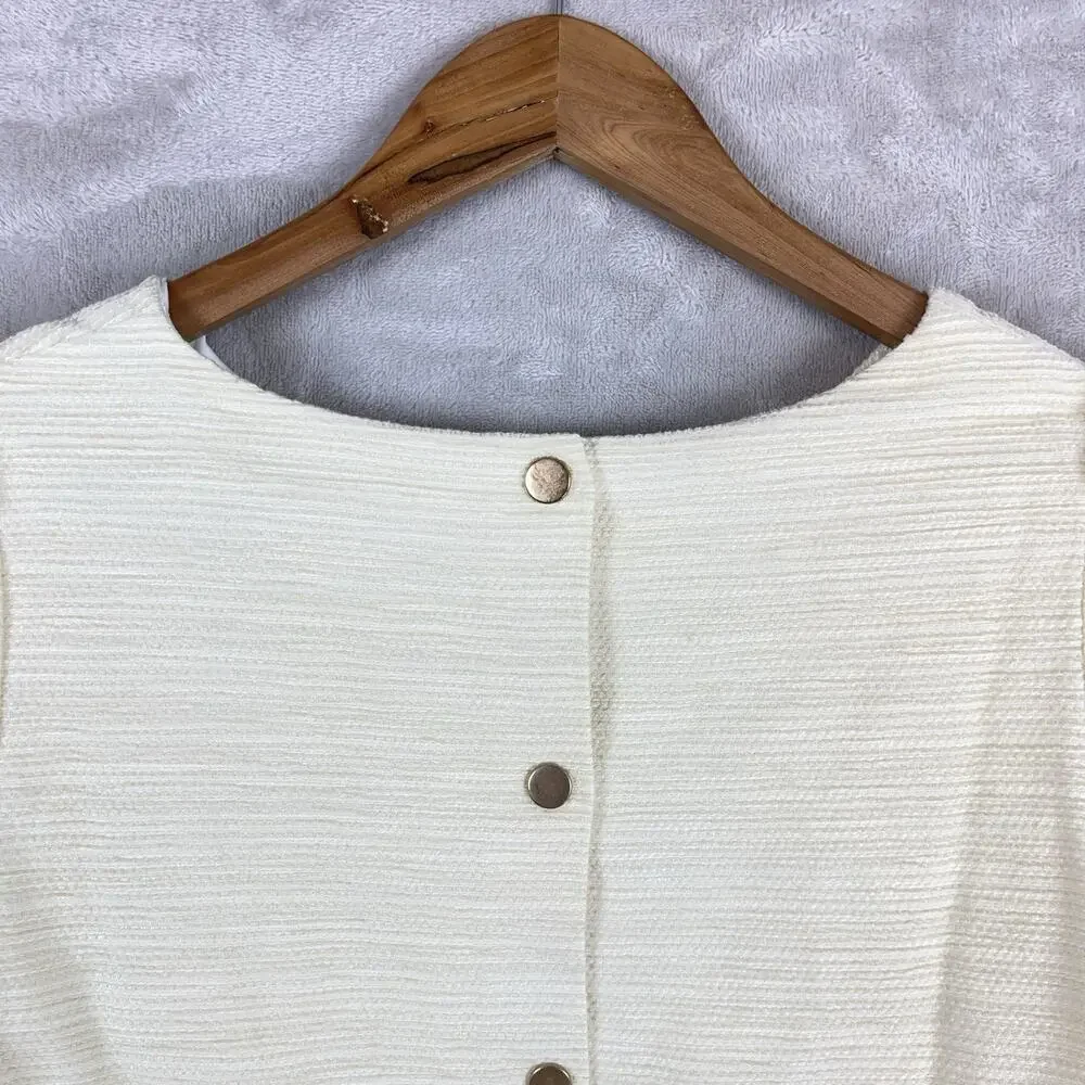 NWT Rosaé Paris Le Halévy Peplum Blouse Tweed Vanilla Size French 38 / US 6
